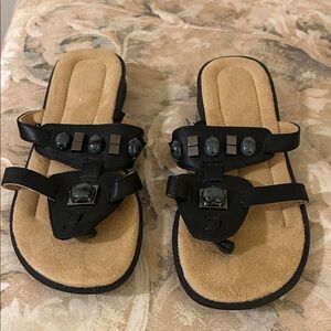 NWOT NATURALIZER Size 7W black sandals with embellishments. Never worn.